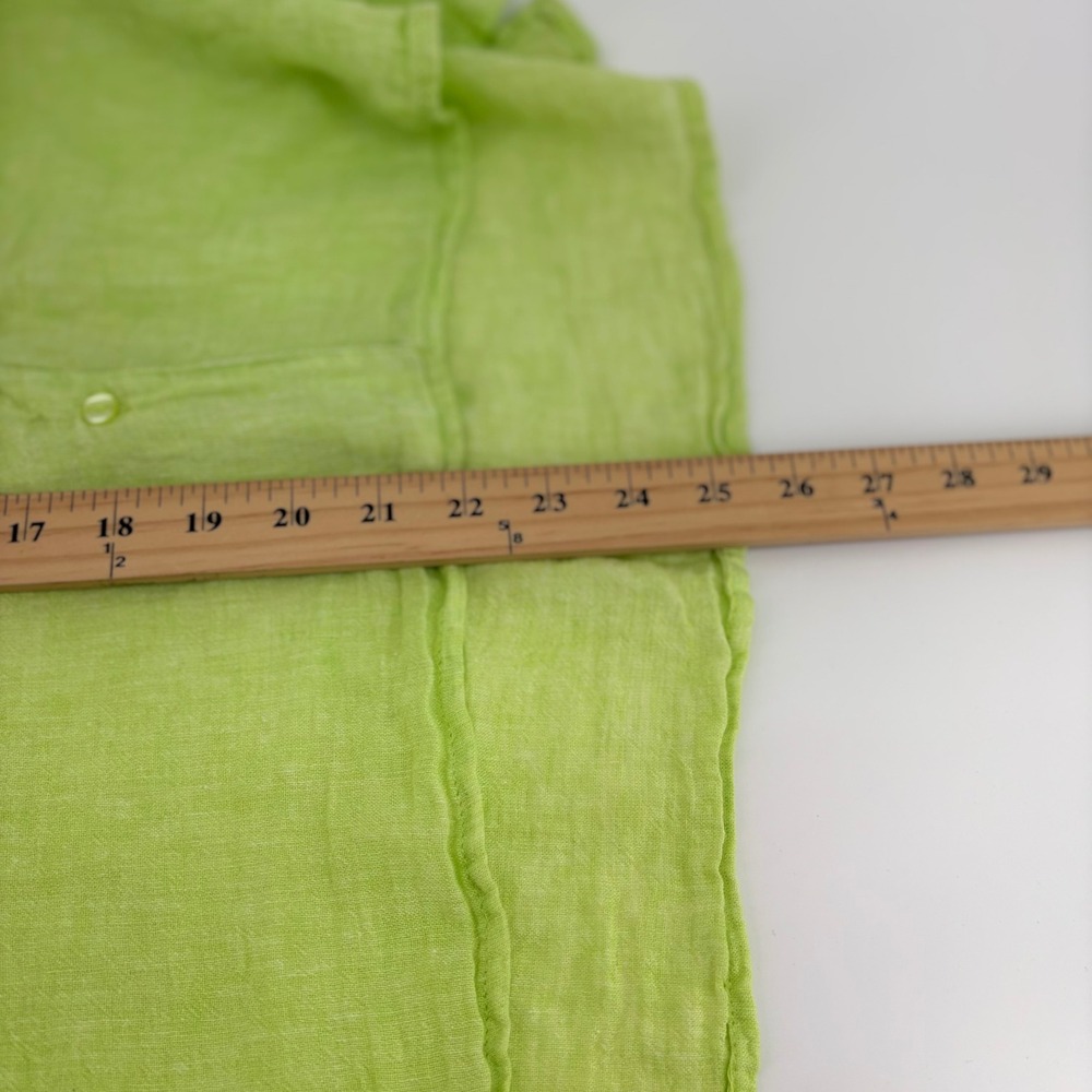 Hester & Orchard Lime Green Linen Blend Button Down Shirt XL Short Sleeve - Picture 6 of 8
